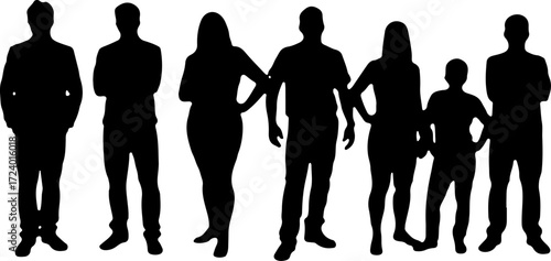 Family with Children Silhouette Collection Vector Bundle