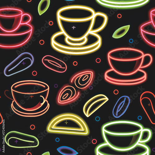 Seamless Coffee Pattern. Modern Coffee Beans and Cup Seamless Design. Minimalist Coffee Pattern for Packaging and Branding