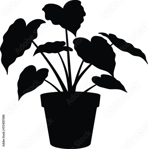 Scalable vector illustration of a potted houseplant silhouette for design projects