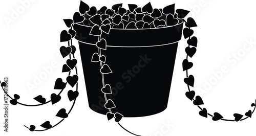 Vector illustration of a string of hearts plant in a pot scalable eps icon
