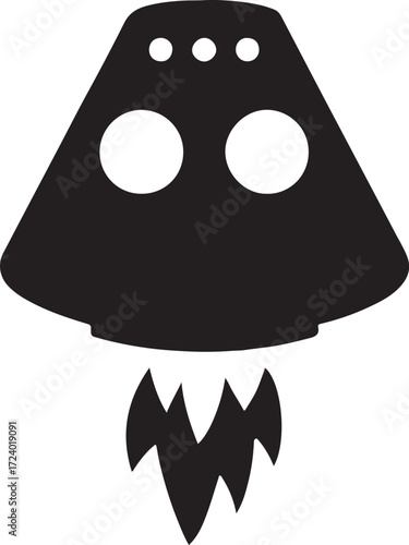 Space capsule silhouette vector, spacecraft illustration, editable EPS file for design projects.
