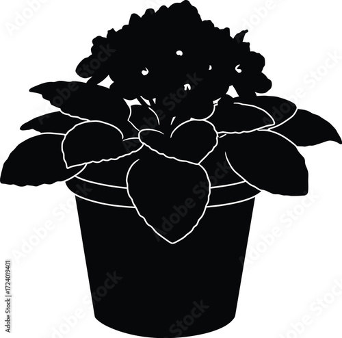 Silhouette of a potted indoor plant vector illustration for versatile design applications