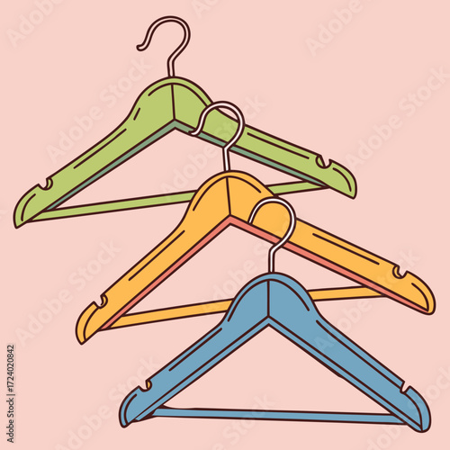 Colorful Clothes Hangers Arranged in a Stack, Perfect for Organizing Wardrobes and Creating a Stylish Closet Aesthetic
