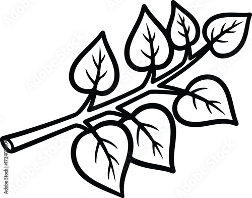 Vector tree branch with leaves nature organic plant silhouette design