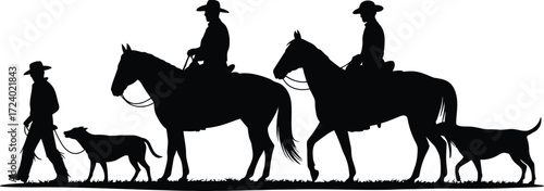 Horseback Riders Silhouette Illustration Vector Art Isolated