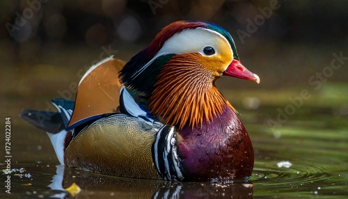 Colorful bird in water