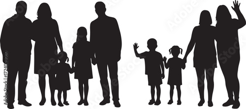 Family silhouette together, parents with children, family unity, love and care, group of people, mother and father, siblings, happy family, togetherness, bonding