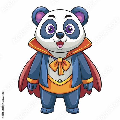 Cartoon panda bear dressed as a vampire