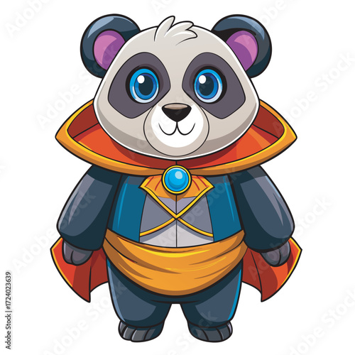 Cartoon panda bear dressed as a wizard