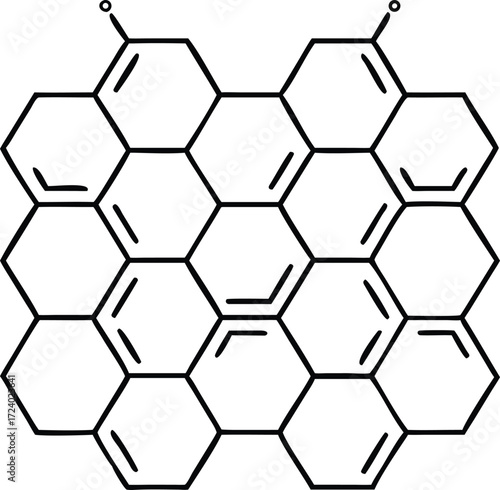Chemical structure of a hydroxylated polycyclic aromatic hydrocarbon network, oxygenated graphene