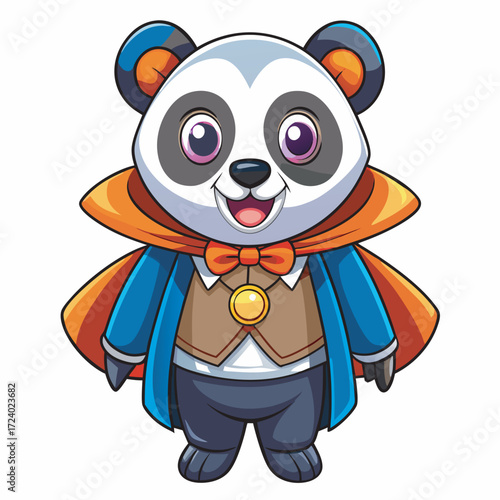 Cartoon panda bear dressed as a vampire