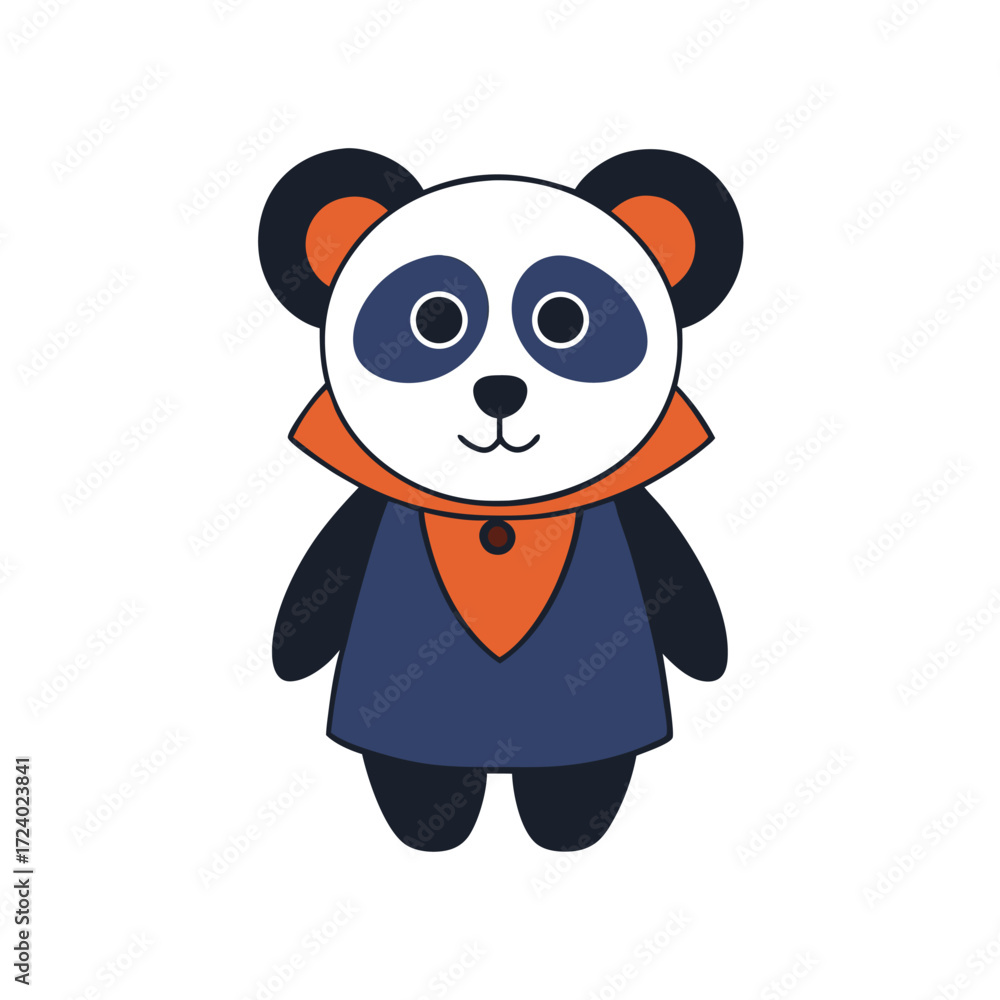 Fototapeta premium Cute cartoon panda bear wearing a stylish outfit