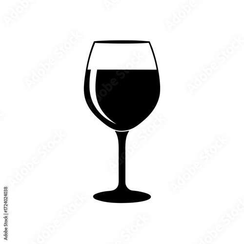 Wine glass filled with liquid on transparent background silhouette
