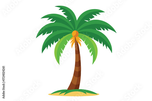 Solitary palm tree stands majestically on a small patch of land, boasting tropical allure