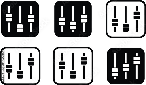 Audio mixer equalizer settings vector icon for music production and sound design