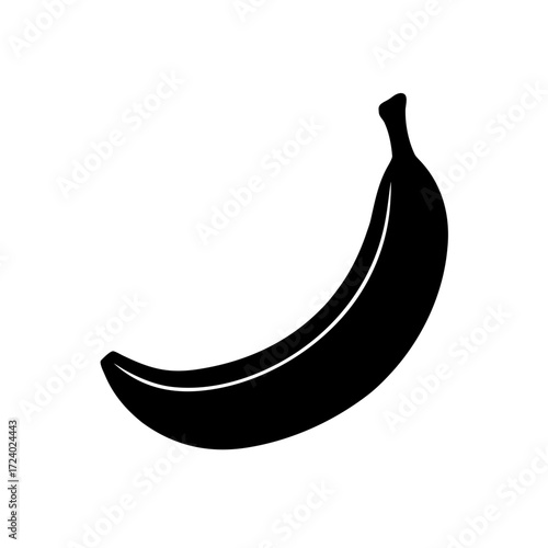 Silhouette of a ripe banana on transparent background