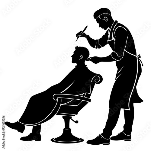 Barber shop haircut silhouette professional grooming service for men styling and hair salon business design