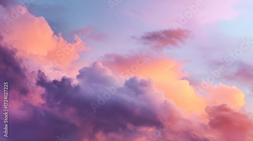 Pastel cloudscape at sunset