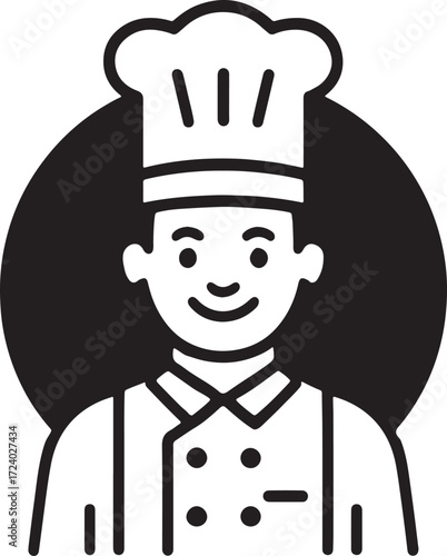 Cartoon character chef in uniform holding a spoon and fork ready to serve a delicious Italian dinner