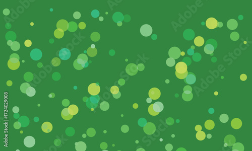 Abstract Green Background with Scattered Translucent Circles Bokeh Effect