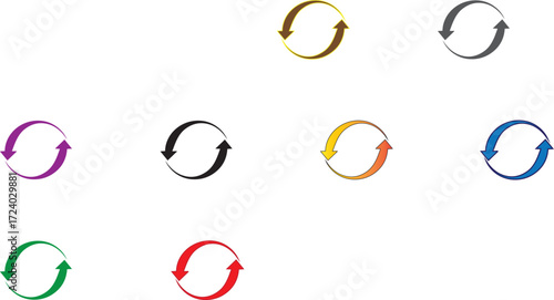 Circled arrow or recycled arrow icon and illustration vector design 