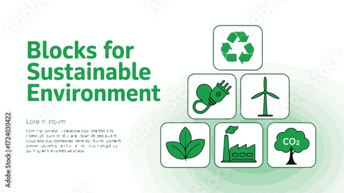 Green energy and environmental symbols infographic sustainability recycling