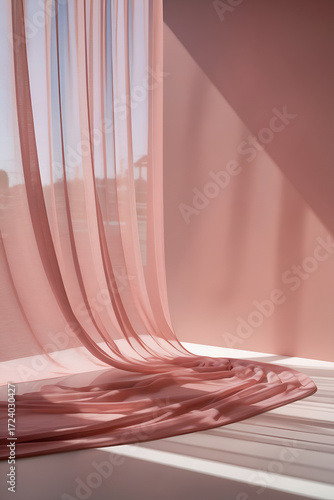pink curtain in pink room