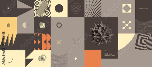 Prickly black sphere. Geometric pattern. Mosaic design. Art composition. Cover design template. 3D vector illustration for brochure, poster, presentation, flyer and banner.