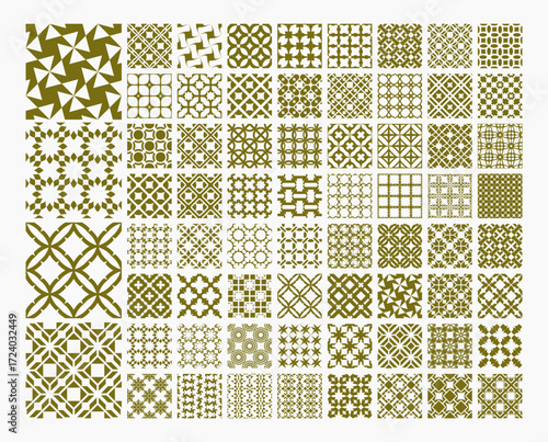Abstract geometrical pattern. Simple graphic design. Mega set. Pattern for textile printing, packaging, wrapper, etc. Vector illustration.