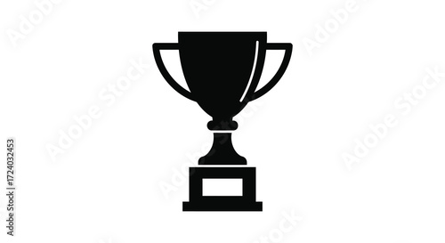 A simple black trophy icon standing on a pedestal silhouette