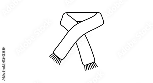 Simple line drawing of a folded scarf with fringed ends silhouette
