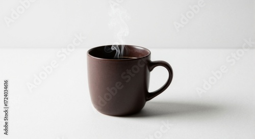 Wallpaper Mural Brown ceramic coffee mug with steam on white background   Torontodigital.ca