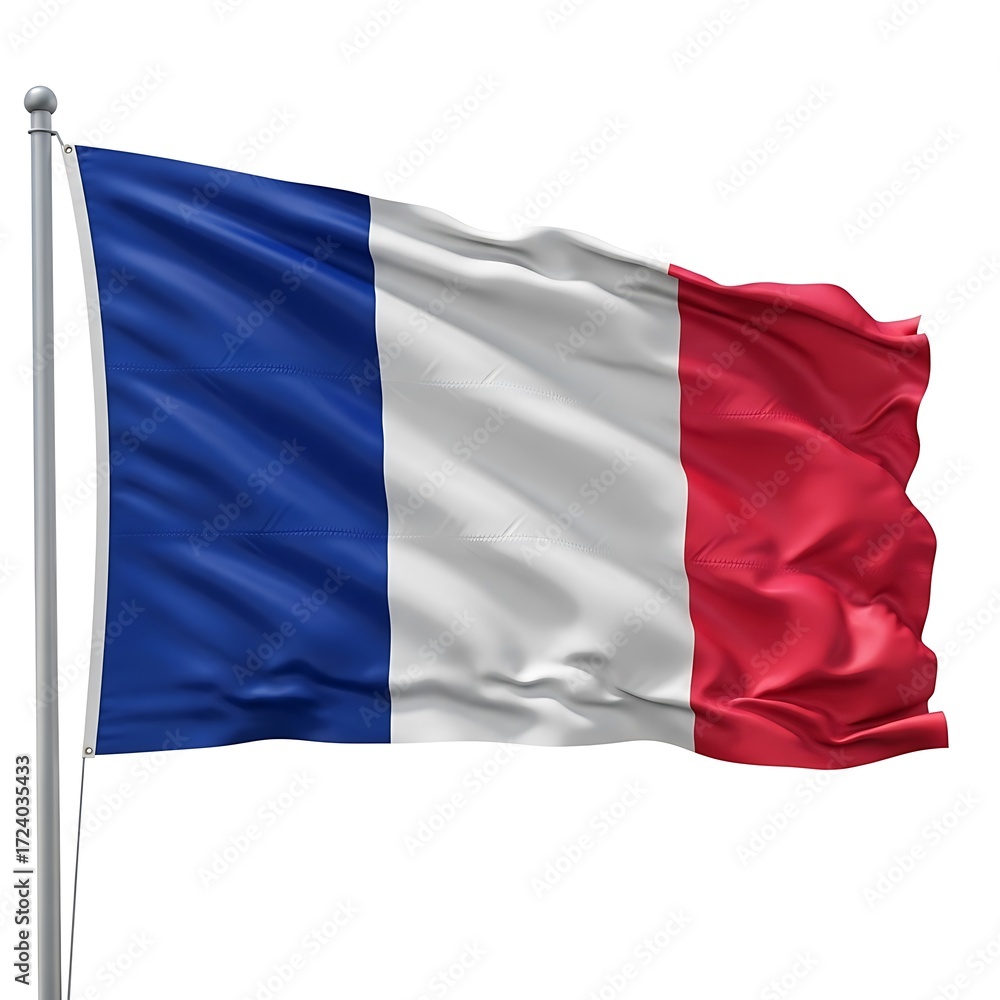Obraz premium French Flag Waving in the Wind.