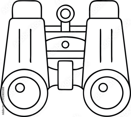 Simple line drawing of binoculars used for observing distant objects