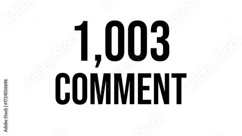 Animated Counter Quickly Increasing Comments from 0 to 2000 comment with black ink drops on a white background