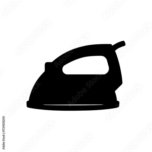 Silhouette of a black iron on transparent background