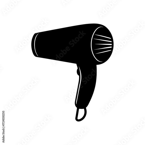 Simple black hair dryer icon on transparent background silhouette