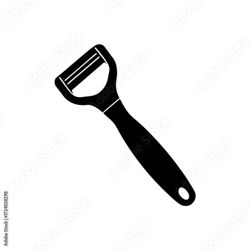 Silhouette of a vegetable peeler on transparent background