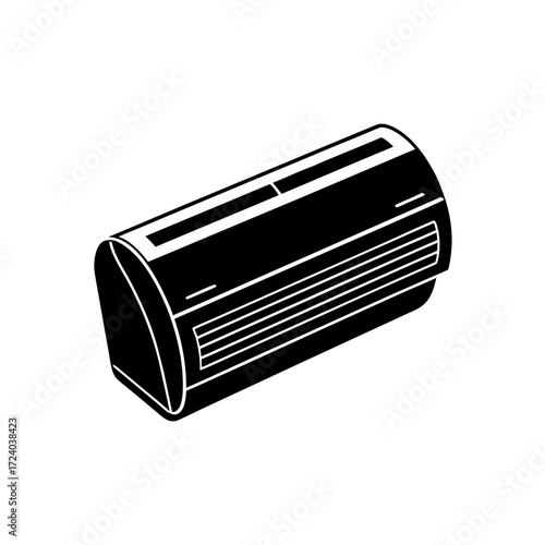 Black air conditioner unit art on transparent background silhouette