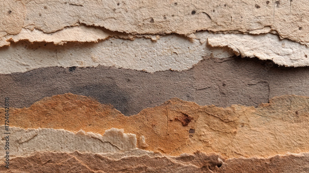 Fototapeta premium Layered, textured paper with earthy tones