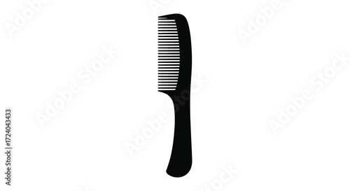 A simple black comb depicted in a dark and striking silhouette