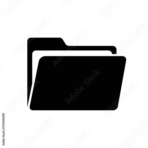 Black folder icon, simple and minimalist design.