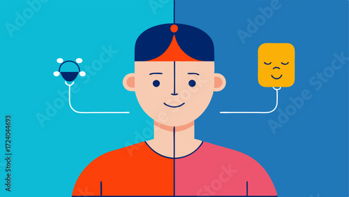 Before and After A split illustration showing a person before using the brainwave device looking stressed and after looking focused and relaxed with corresponding brainwave