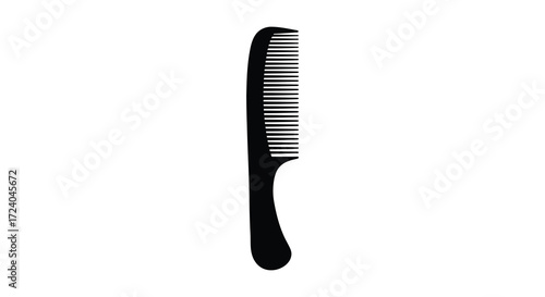 A black hair comb isolated on a white background silhouette