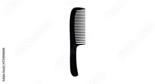 A black hair comb isolated on a white background a bold silhouette