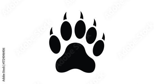 A striking black paw print illustration simple and bold silhouette