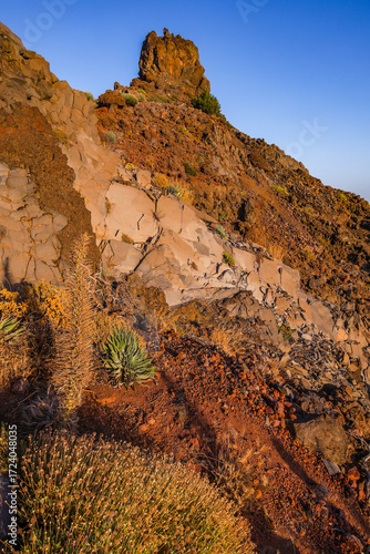 Scenic viewpoint of the Caldera de Taburiente on the trek near Roque de los Muchachos, La Palma, Canary Islands, Spain, Europe	