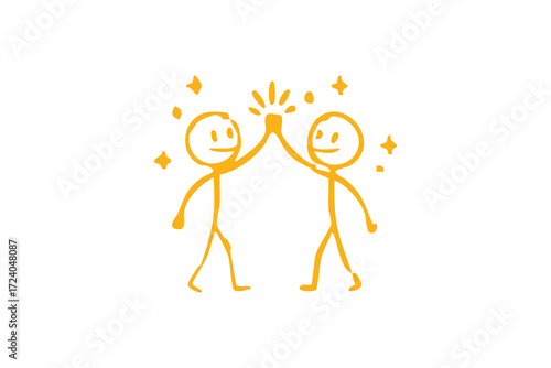 Stick Figure High Five: Collaboration and Success Icon