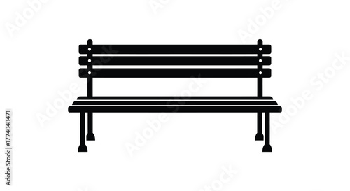 Simple park bench graphic with a minimalist black and white silhouette