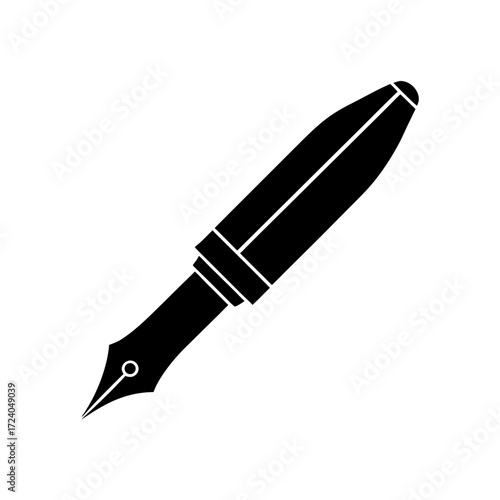 Silhouette of a fountain pen on transparent background